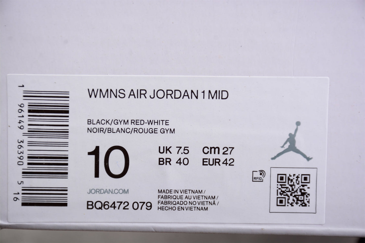 Air Jordan 1 AJ1 Mid Alternate – Bred Toe
