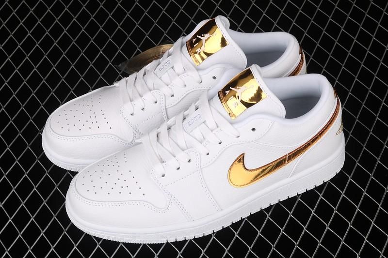 Air Jordan 1 AJ1 Low White/Metallic Gold