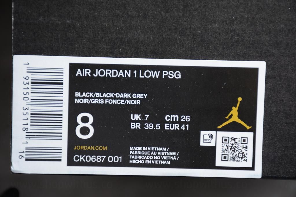 PSG x Air Jordan 1 AJ1 Low – Black