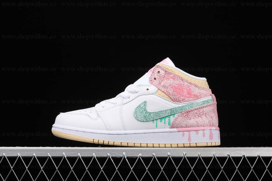 Unisex Air Jordan 1 AJ1 Mid – Paint Drip